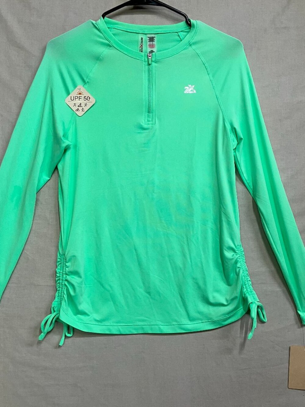 ZeroXposur Sun Smart Active Swim Shirt Women S Edamame Green UPF 50+ Zip Neck